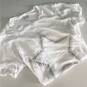 Lauren Moshi White Short Sleeve Tee with Studded Star